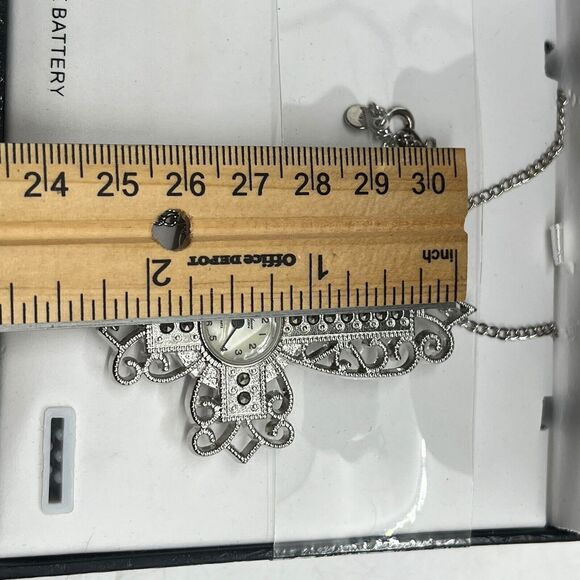 Galaxie By Elgin Cross Pendant Necklace Watch Women Silver Tone In Box Untested main image 14